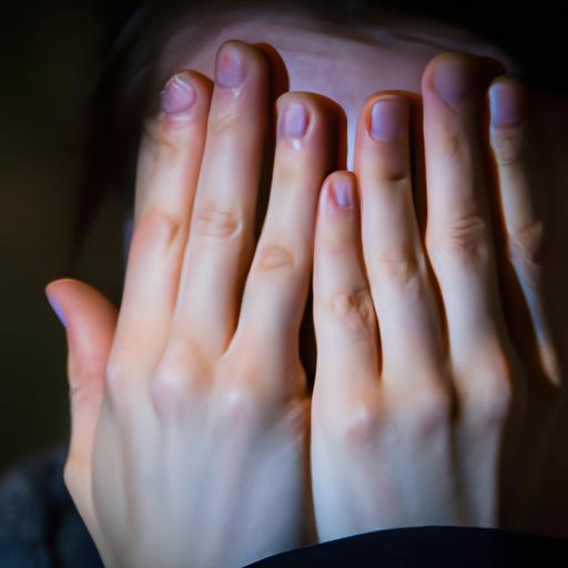 A person covering their face with their hands, representing the emotional distress caused by the unauthorized sharing of explicit content.